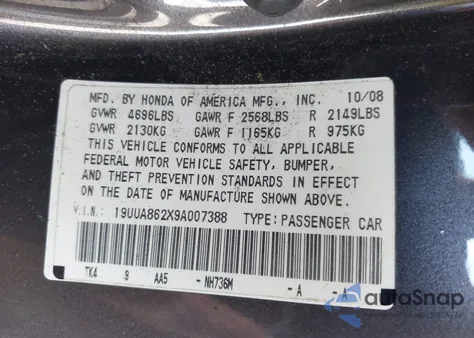 2009 Acura Tl 3.5 from USA, damaged, VIN 19UUA862X9A007388